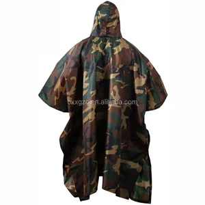 Image of Waterproof Army Woodland Camouflage Raincoat & Ponchos Military Rain Ponchos