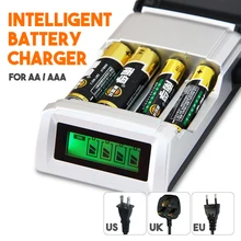 2016 New Original C905W 4 Slots LCD Display Smart Battery Charger for AA / AAA NiCd NiMh Rechargeable Batteries US/UK/EU Plug