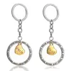 Promotional Gold Heart Shape with Circle Family Mom and Dad Custom Made Metal Keychain