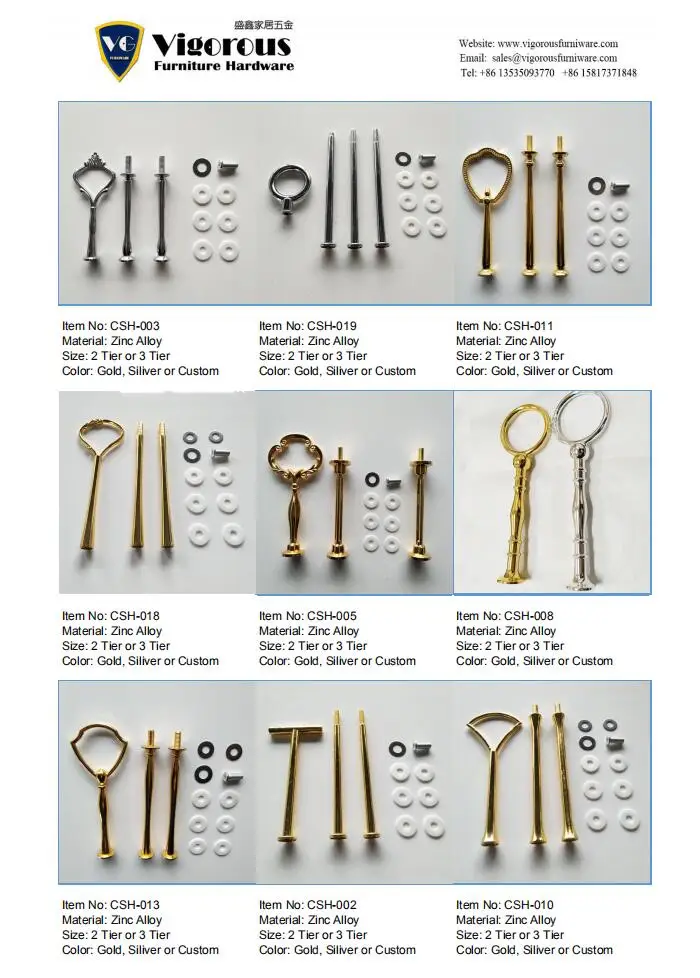 Matt Gold Vintage 3 Tier Serving Tray Hardware 3 Tier Cake Stand Kit