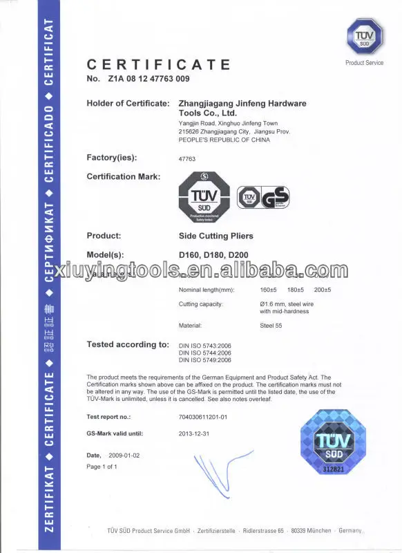 diagonal cutter TUV GS