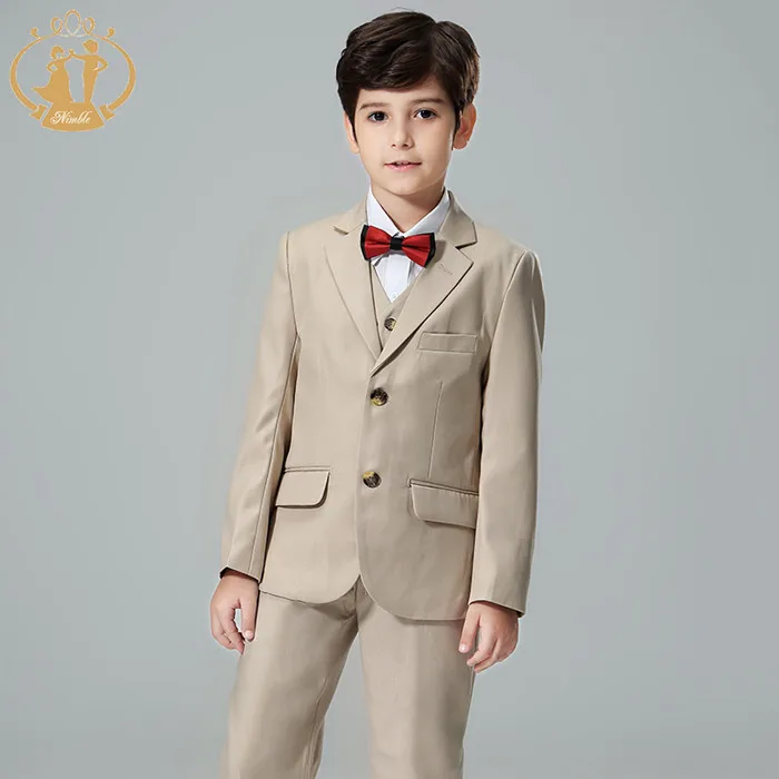 

2019 Nimble Boy Suits for Weddings Prom Suits Formal Dress Kids Tuxedo Children Clothing Set (Jacket+Pants+Vest, Champagne