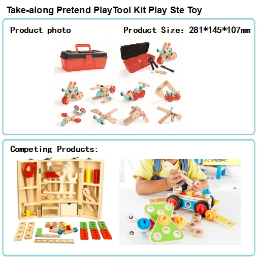 2014 china new innovative product handmade wooden toys organic baby toys Biddy tool box kids learning toys
