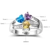 925 Sterling Silver Personalized Custom Heart Birthstone Ring With 3 Names