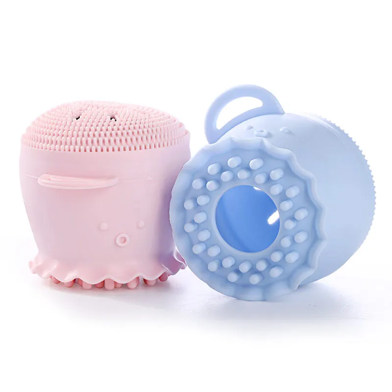 

BPA Free Soft Octopus Washing Facial Exfoliating Silicone Cleansing Manual Face Brush, Light pink;blue-green;pastel blue