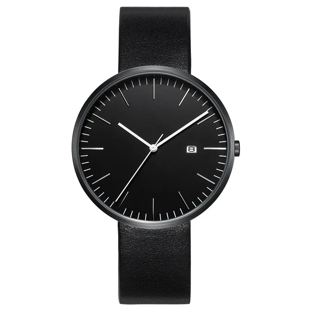 

BREAK Minimalism Top Luxury Brand Black Leather Strap Fashion Causal Dress Business Quartz Wristwatches Gift Watch for Men