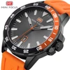 MINI FOCUS Army Military Sport Watch Men Quartz Clock Orange Rubber Strap Ocean Dial Date Display Fashion Creative Watches