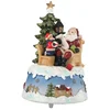 Polyresin battery operated rotating colorful Led animated Santa figuire navidad tabletop Christmas decoration