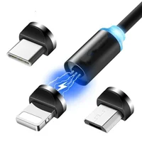

3 in 1 Super Fast LED Indicator Magnetic mirco usb Cable magnetic usb charger cable for phone