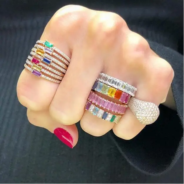 

2021 simple cz jewelry women finger engagement rings silver plated birthstone ring, Customized