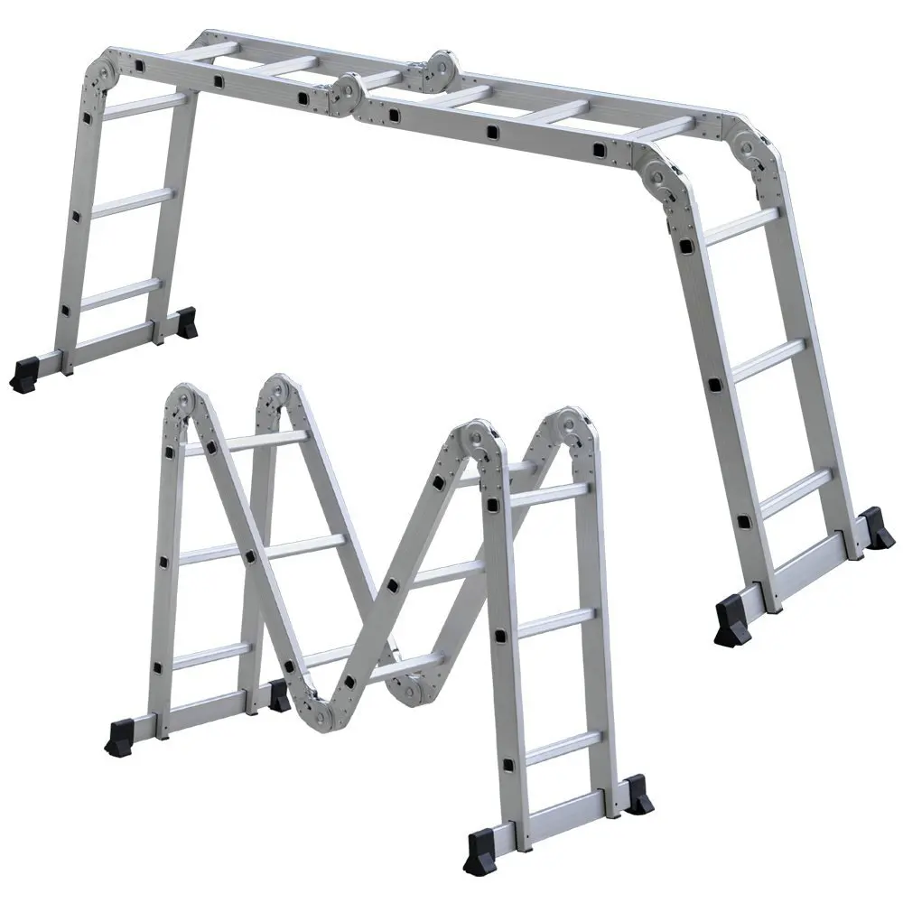 (15.5ft) 4.7m Folding Multi Ladder Cage With 2 Scaffold Working Plates