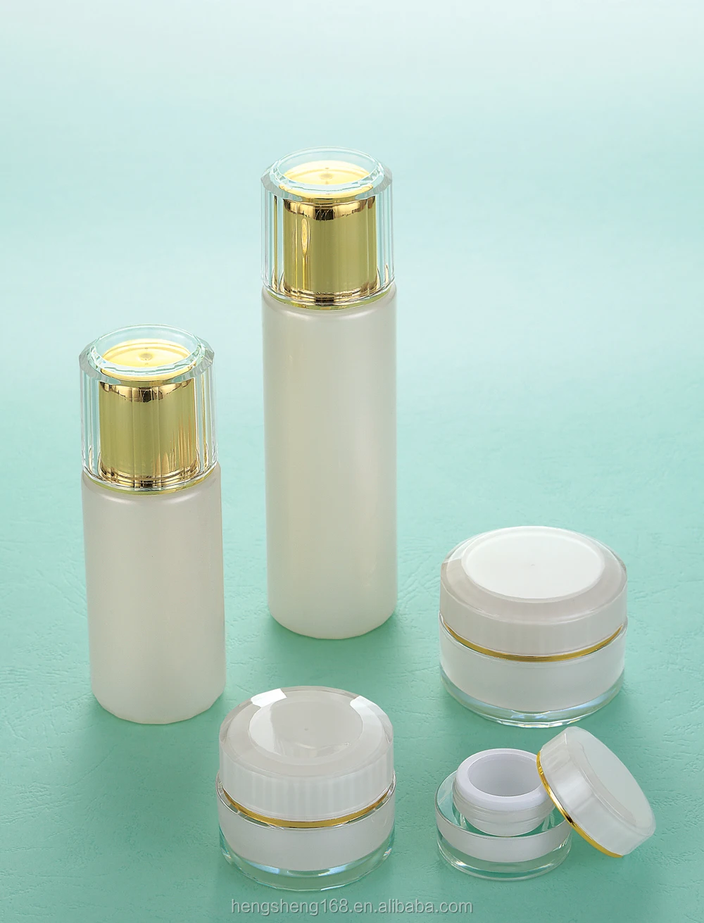 white cosmetic bottles