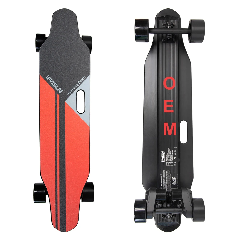 

iFASUN OEM MOQ 1 PC 2000W Dual Belt Motor 45KMH Remote Control Boosted Electric Skateboard, Red, black