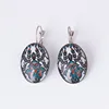 Europe and the United States hot retro national wind time gemstone earrings oval half glass ball bohemian earrings for woman