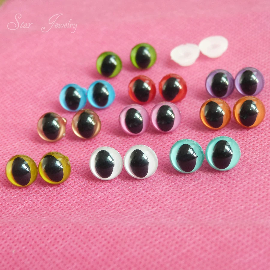 40pcs lot new arrvial 9mm toy cat eyes plastic safety eyes for doll accessories color option