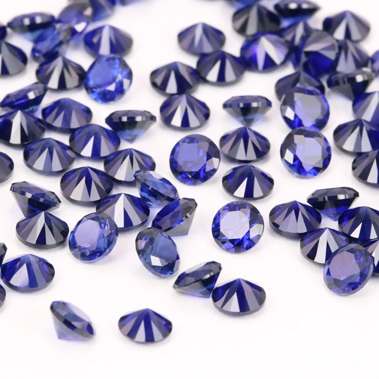 

melee size 34#sapphire blue corundum 1 - 3mm round cut lab created synthetic round cut corundum