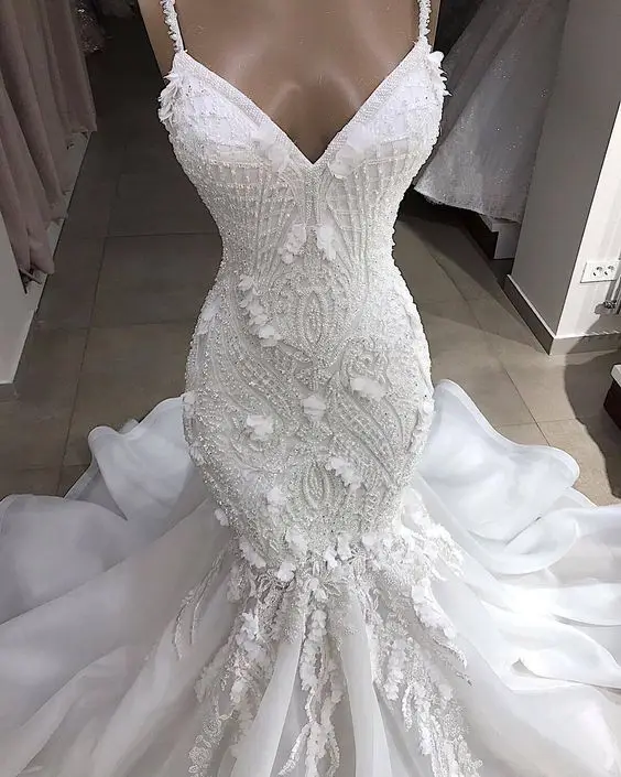 

Abiti Da Sposa Luxury Sexy Wedding Gowns Mermaid Wedding dress Brand V-neck Arabic Bridal Gowns Robe de mariage