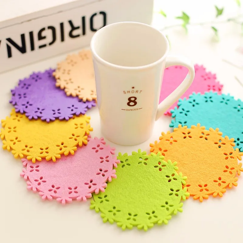 Grey Felt Coasters Set Of Four Round Felt Coasters Round Coasters Felt