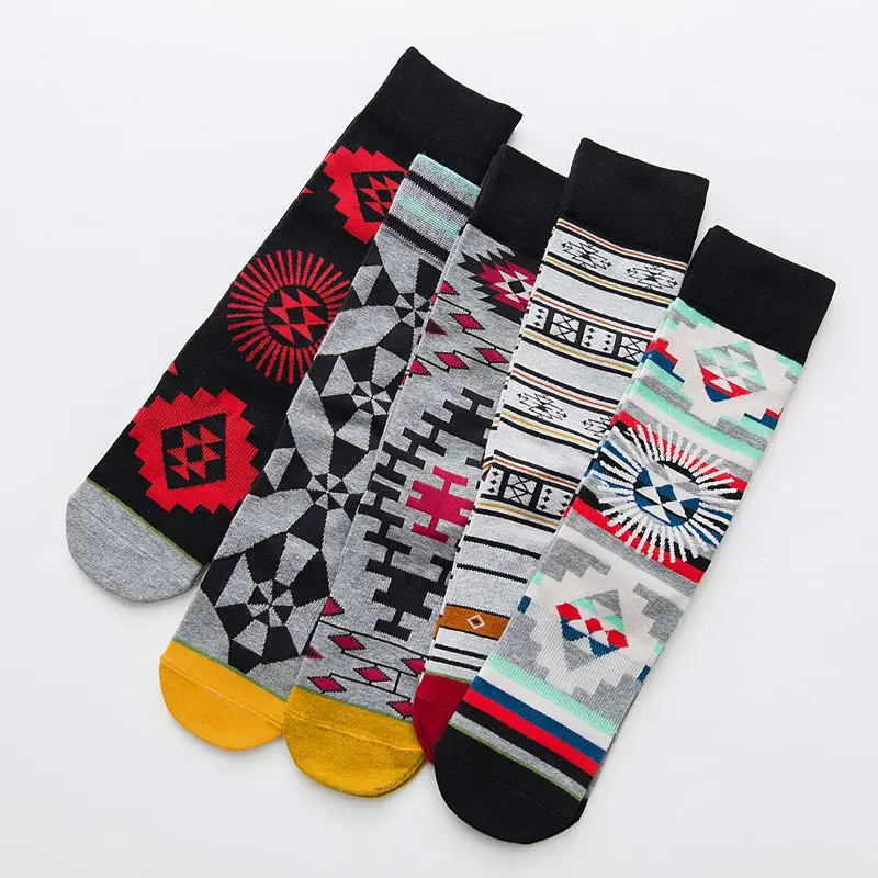 

Men's personality dress socks pure cotton colored happy socks, 5 colors changing color
