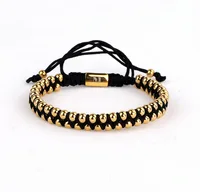 

New design 4mm stainless steel beaded women men jewelry macrame bracelet