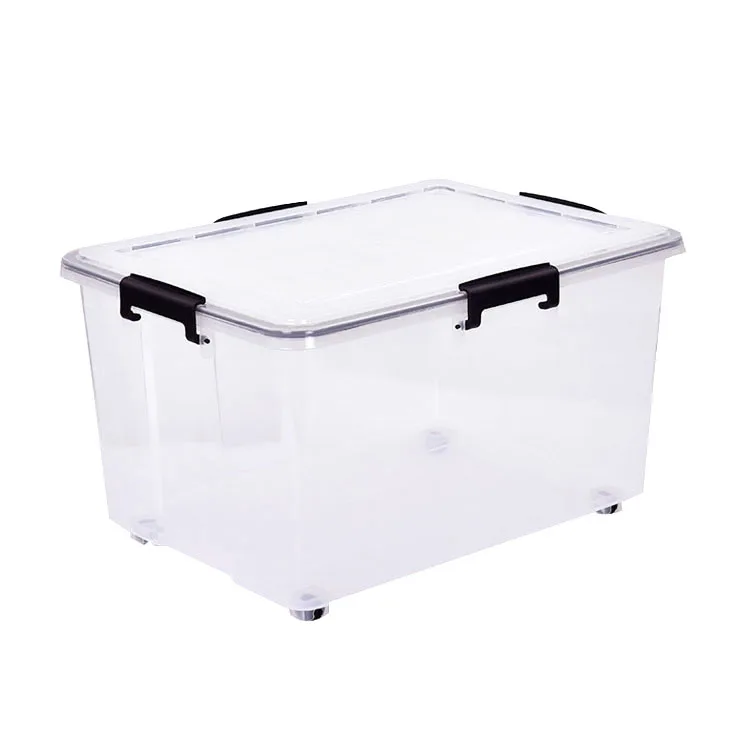

Direct Manufacturer 50L PP plastic storage box with wheels for kitchen household, Customized