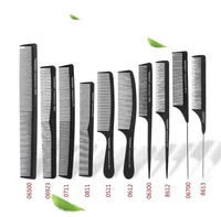 

12Pcs/Bag Wholesale Professional Black Hair Cut Salon Barber Tail Comb Brush Carbon Antistatic Cutting Comb With Fine And Tooth