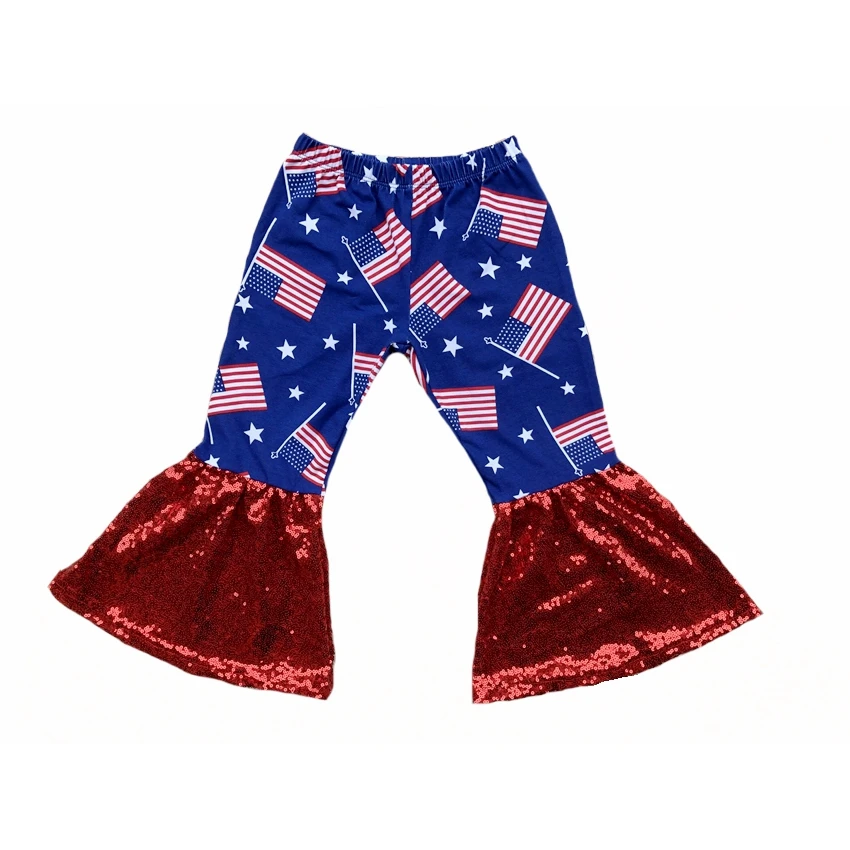 

4th of july girls us flag print flare pants baby boyfriend remake sequin pants