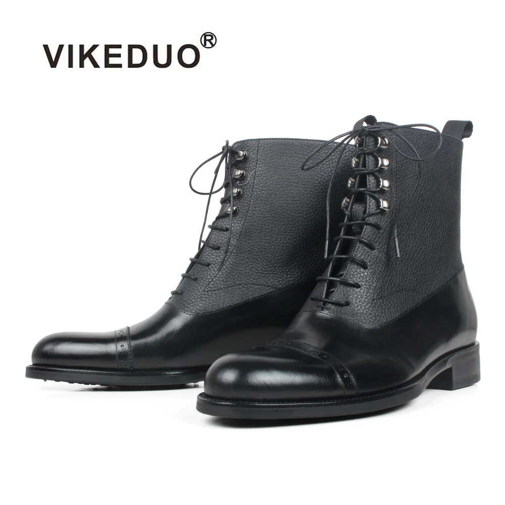

VIKEDUO Hand Made Mens Boots Collection Online Footwear China Styles Fashion Winter OEM Leather Guangzhou Boots, Black