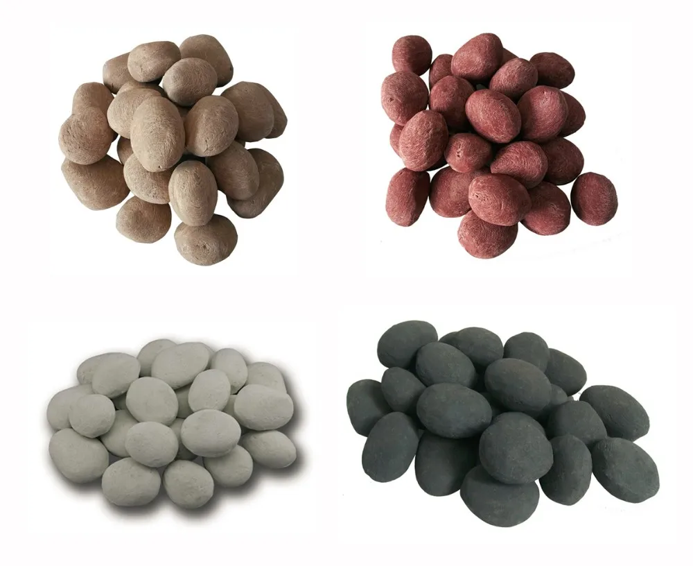 Gas Fireplace Pebbles Fire Log Fire Rock Stones Decoration Bp