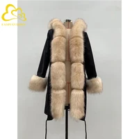 

Classic Fashion Fur Parka Women Fashion Design Long Jacket Faux Fur Lined Coat with Fur Hood