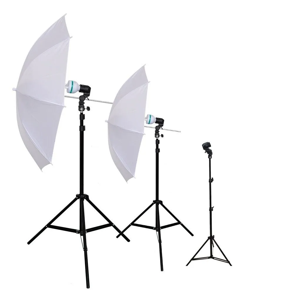 Triple 600w 5500k Photo Studio Day Light Umbrella Continuous Light Kit With Carrying Case