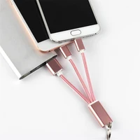 

Keychain nylon braided data and charging 3 in 1 short micro USB cable with key ring