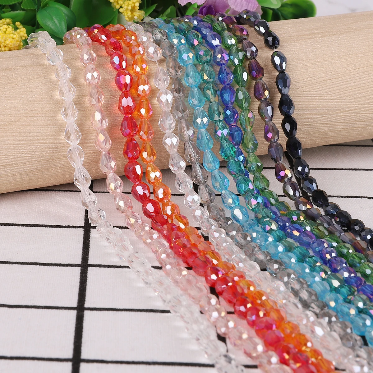 

New Arrive 70pcs 5x7mm Teardrop Drop shape Crystal Beads Loose Spacer Beads For DIY Jewelry Crafts Sewing Clothing Accessories