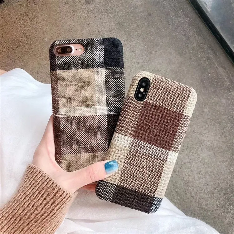 Fashion Classical Cloth Mobile Phone Cover England Plaid Fabric Phone Case For Iphone 7 8 X XS XR XSMAX