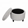 Gray linen cloth cylindrical box home goods ottoman storage stool