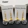 WT-E361Wholesale Crystal Round Shape In Gold Top With Tiny Cubic Zircon Crystal Earring