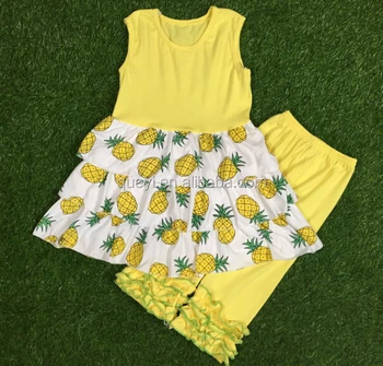 Toddler Girl Clothes Boutique Summer Girls Pineapple And Icing Yellow Pants Wholesale Toddler Girl Clothes Boutique Summer Girls Pineapple And Icing Yellow Pants Wholesale