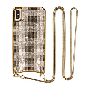 Luxury Bling Diamond Crossbody Cell Phone Case With Necklace For Iphone X Xs Max Xr