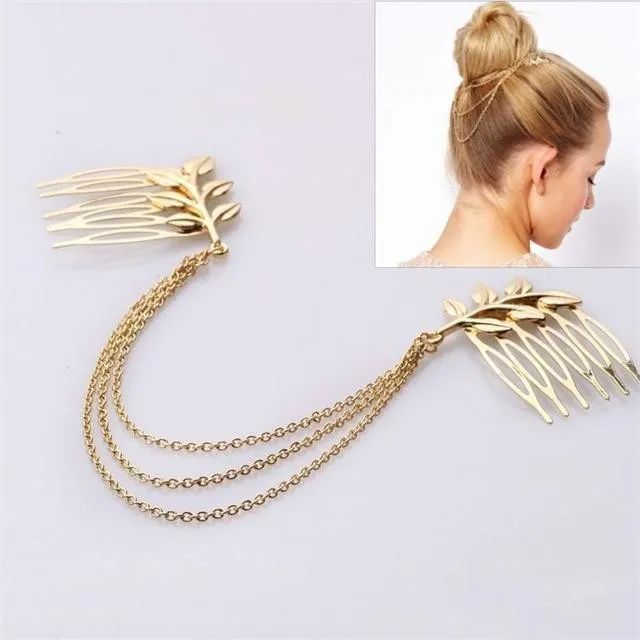 gold hair chain accessories