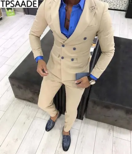 

Khaki Men's Slim Fit 2 Pieces Men Suits Set Prom Party Formal Tuxedos Wedding Tow Button Jacket+Pants Men's Blazer, White black