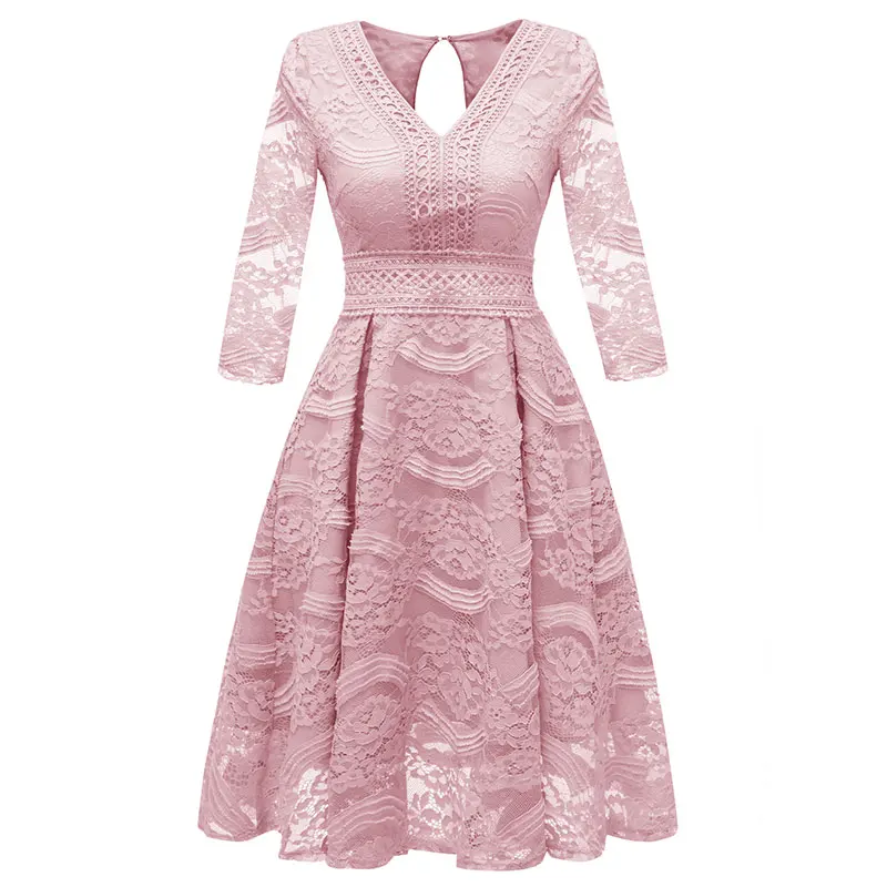 

Women's Elegant Bridesmaid Floral Lace Dresses