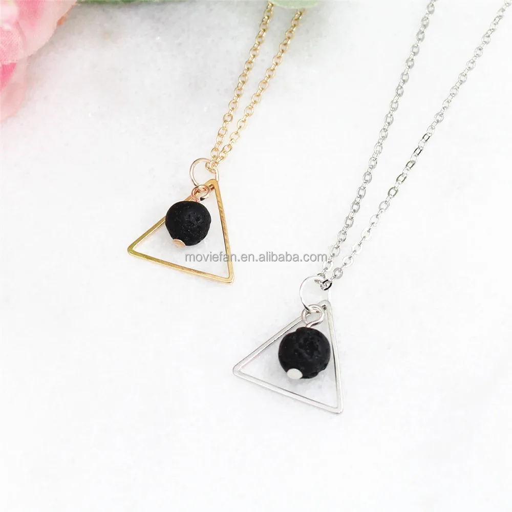 

Triangle Essential Oil Diffuser Lava Stone Necklace Minimalist Diffuser Jewelry Gift for Her Mothers Day