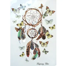 2016 nova moda quente impermeável tatuagem temporária adesivos 21 X 15 CM Dreamcatcher com bonito borboleta