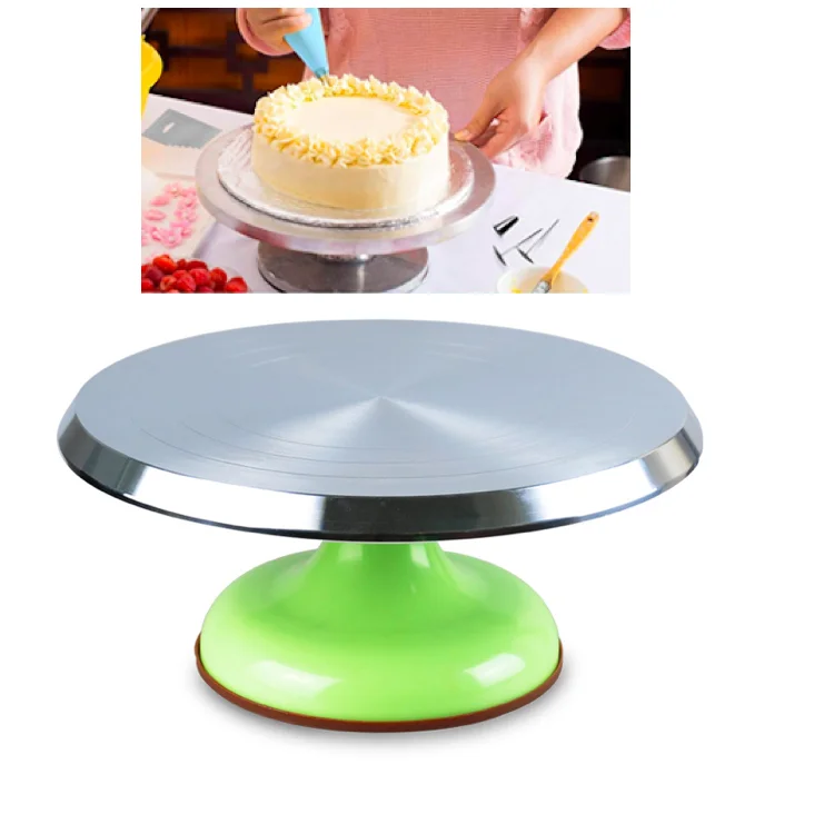 

12 Inch aluminium alloy cake turntable rotating cake stand, Silver