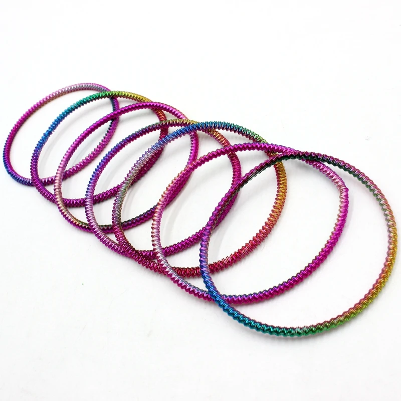Promotional New Design Colorful Metal Coil Spring Bracelets Fashion