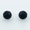 Czech Crystals Stud Earrings Sparkling Black Silver Spheres
