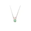 2019 Spring Green Crystal Rabbit Head Easter Necklace