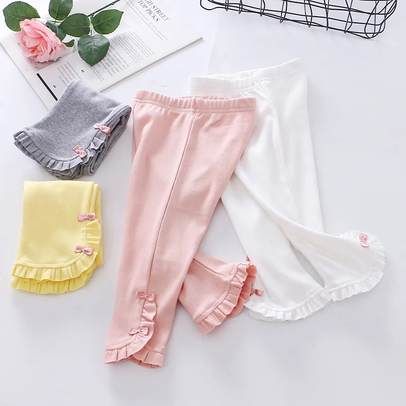 

B23505A 2019 Summer cheap kids girls bowknot pants, As picture