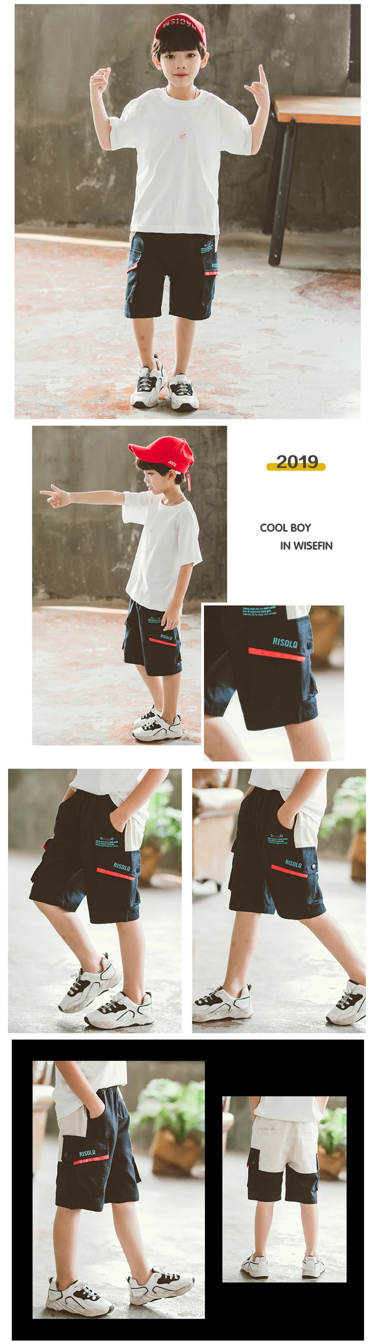 DRDDJN1905B1198 Wholesale boys casual short pants boys cotton knee length shorts kids summer shorts children sports pants