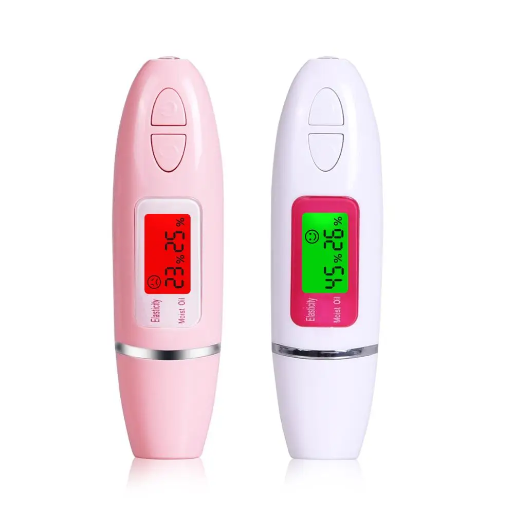 

Portable Fast Read Digital Facial Skin Analyzer Sensor Skin Moisture Test Meter, White, pink